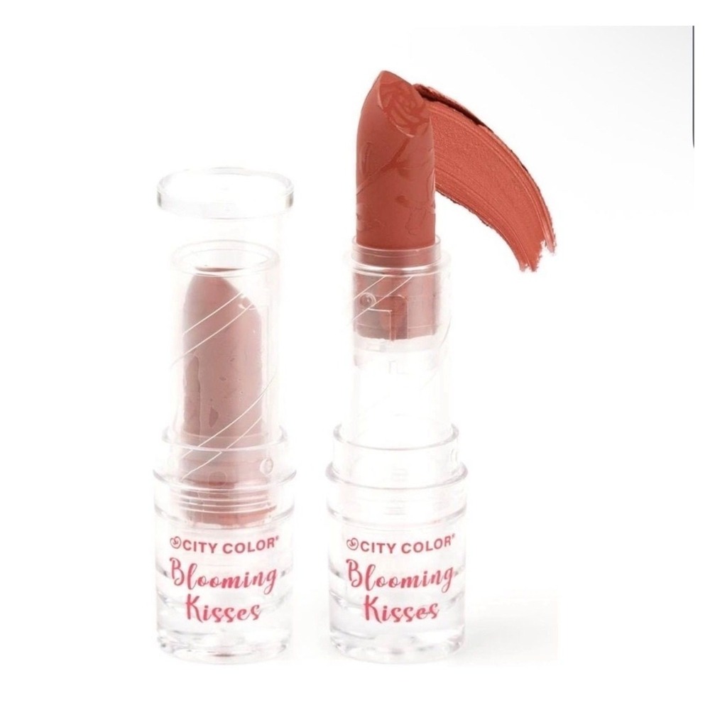City Color Blooming Kisses Lipstick Buttercup Brown Creamy Rose Embossed Lip